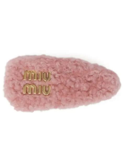 miu miu hair clip pink|Shearling hair clip Pink .